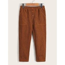 NEW SHEIN Toddler Boys Slant Pockets Fake Button Pants Size 5Y Color Brown