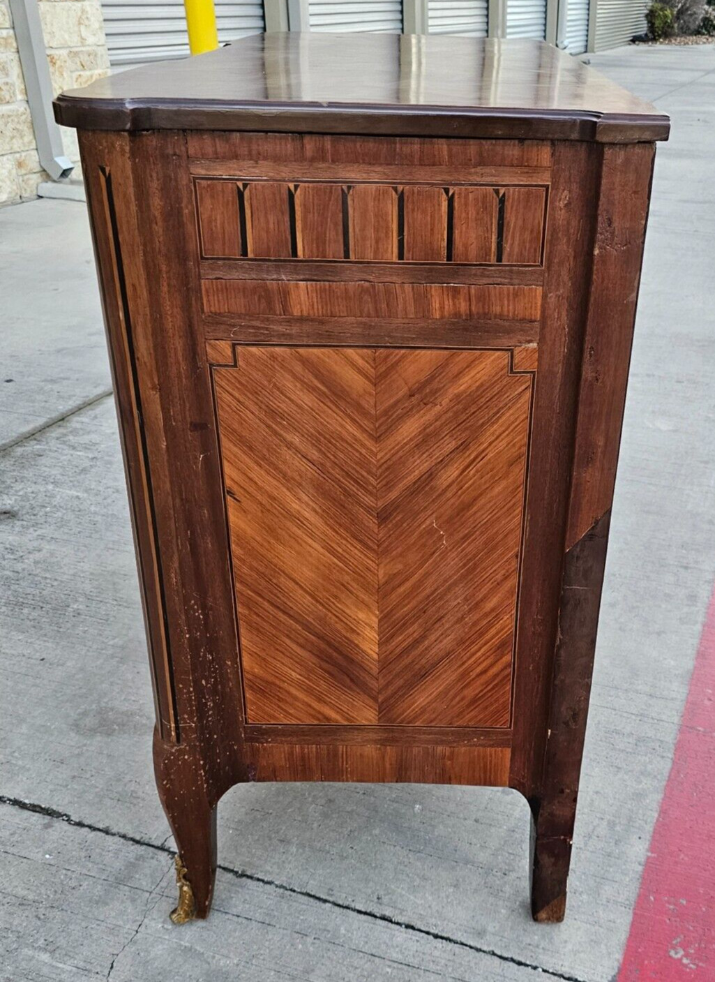 LOUIS XVI Transitional CHEST 4 Drawer Marquetry Oak Mahogany Commode