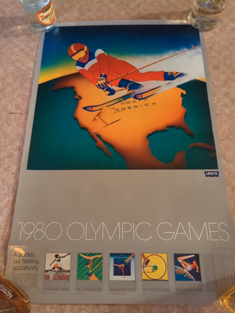 Original Vintage 1980 Olympic Games Poster Levi Strauss 1979