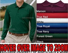 Tek Wick Mens Long Sleeve Polo Golf Shirt Moisture Wicking XS - XL 2X 3X 4X  NEW