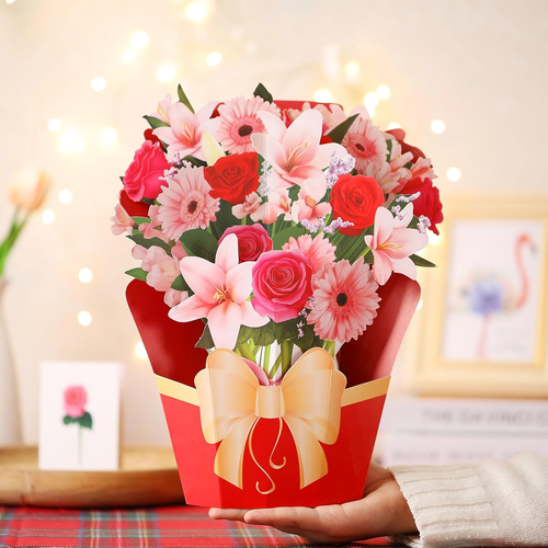 3D Pop up Greeting Cards Paper Flowers Pop up Cards Forever Flower Bouquet Paper - Picture 4 of 12