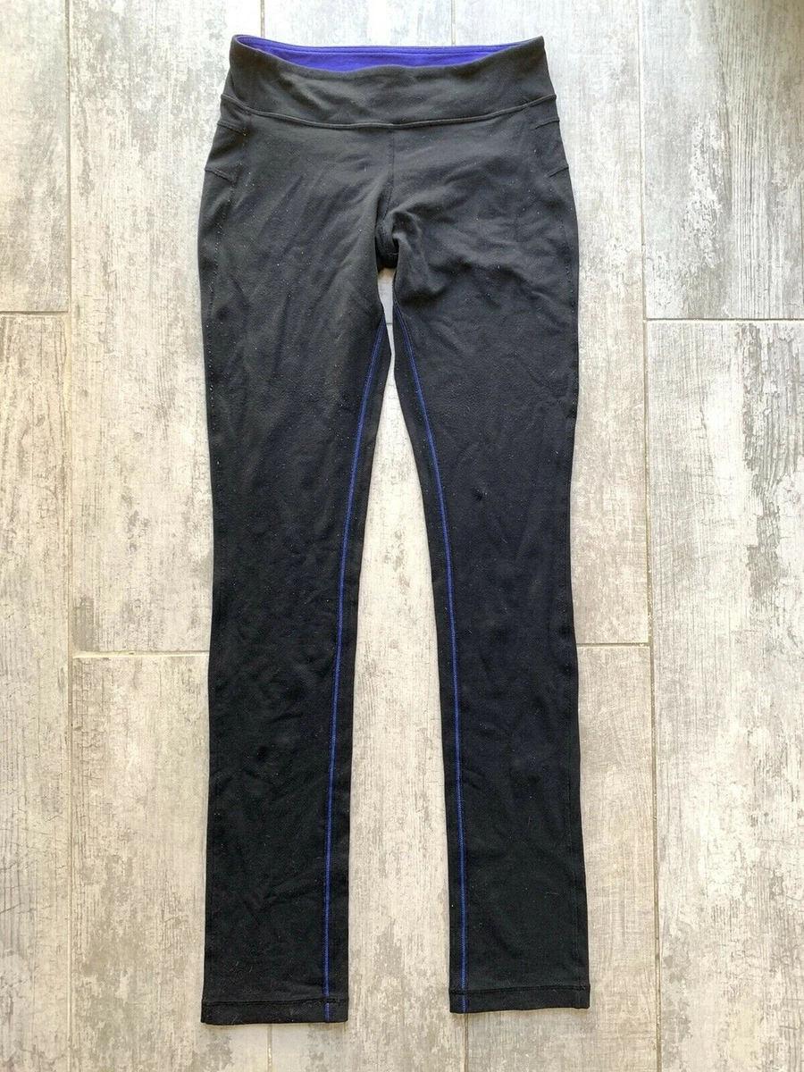 Lululemon Womens Black Waistband Straight Leg Pull On Yoga Workout Pants  Size 6