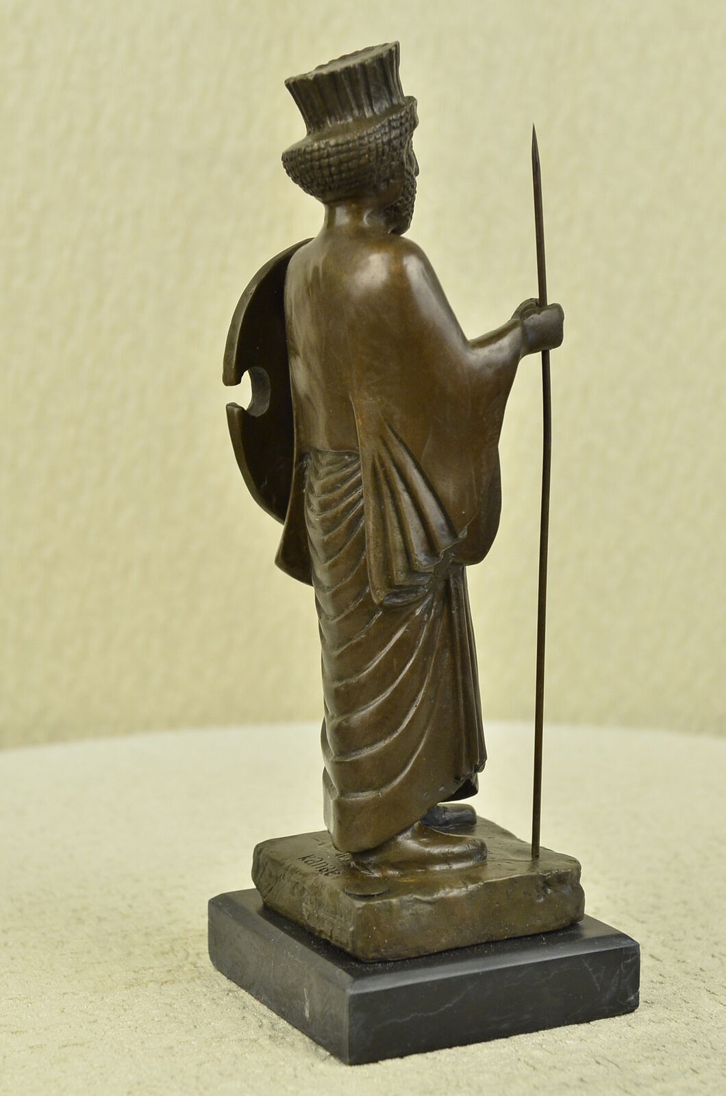 Art Persian Warrior King Bronze Sculpture Statue Marble Base Figurine Decor Gift