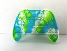 Bubble Pop Sensory Fidget Toy Game Controller Shape Blue Green White Tie Die
