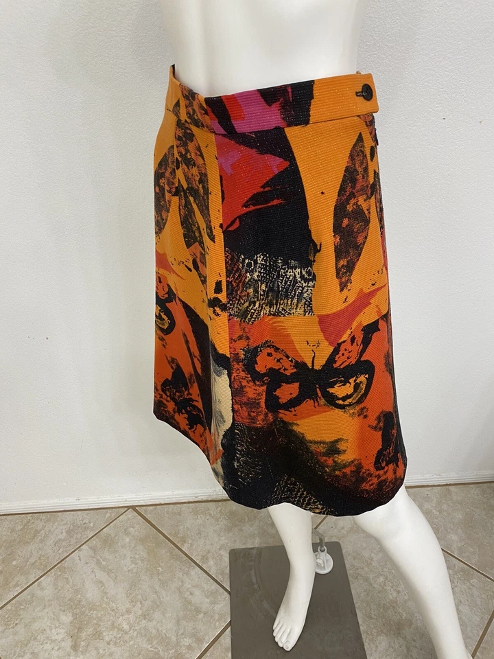 Louis Feraud Vintage Skirt Orange Pink With Pumpkin Made In Germany Fits 0-2 - Image 3 of 4
