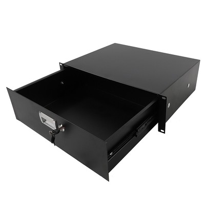 19 Inch 3U Steel DJ Equipment Cabinet Drawer with Keys Black Storage Rack
