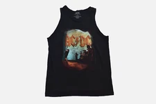 AC DC Mens AC/DC Black Distressed Retro Graphic Tank Top Shirt New S-2XL