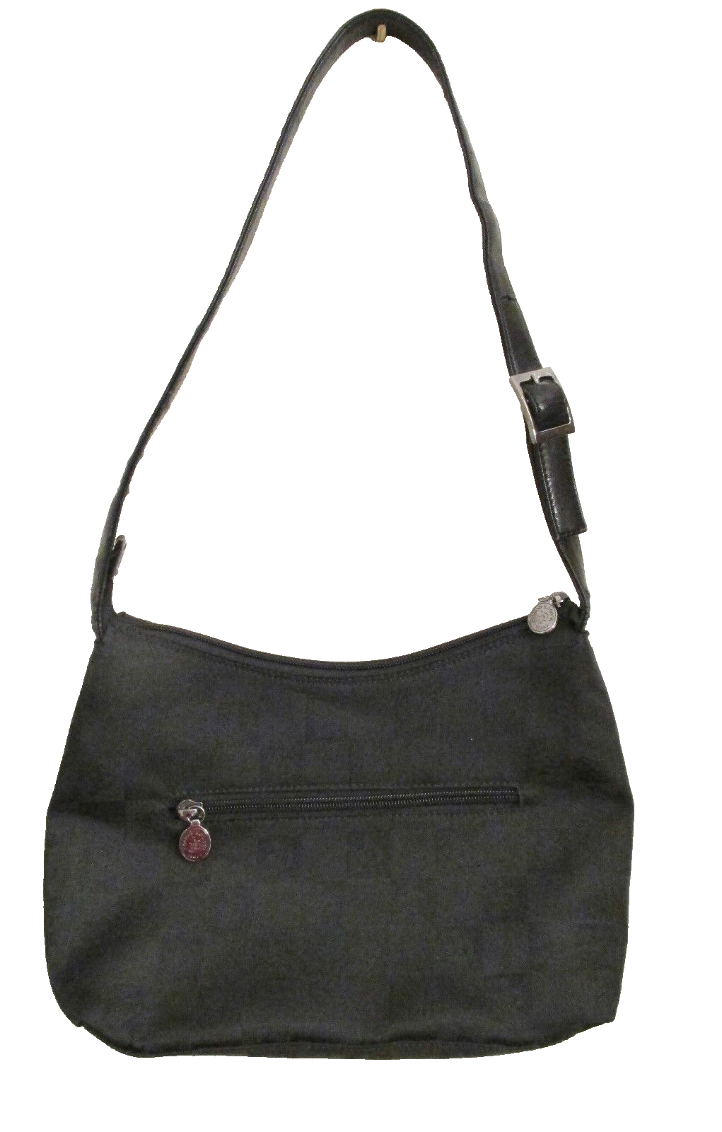 Roccobarocco Women's Small Handbag, Black Signature Canvas, Black Leather Strap