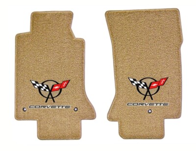 NEW! Carpet  FLOOR MATS Tan- Light Shale  1997 - 2004 C5 Corvette  Flags  Logo