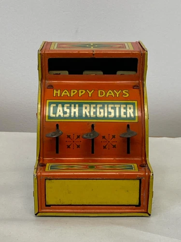 VINTAGE TIN J CHEIN & CO TOY HAPPY DAYS CASH REGISTER
