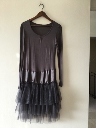 Robe Fantaisie Grise Bi-matière Modèle Jody - Taille 1, Occasion Très Bon état, Style Drapé