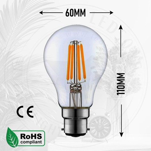 Bombillas de Filamento LED E27 B22 Regulables Vidrio Ámbar Transparente Luz Industrial Cálida/Fría - Imagen 23 de 27