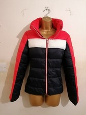 Marks & Spencer M&s Active Navy Blue White Red Puffa Quilted Jacket Size 6 8 10