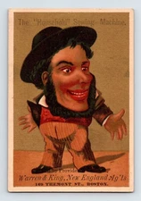 Household Sewing Machine Giant Head Victorian Trade Card 1890s Boston MA 5" x 3"