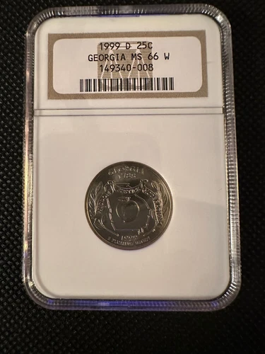 1999 D Georgia State Statehood Quarter Coin MS66 NGC Brown Label Holder