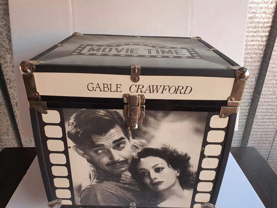 Storage Trunk Movie Room, CD, Tapes, Wooden Storage Box Cube Trunk Vintage Look - Image 4 of 4