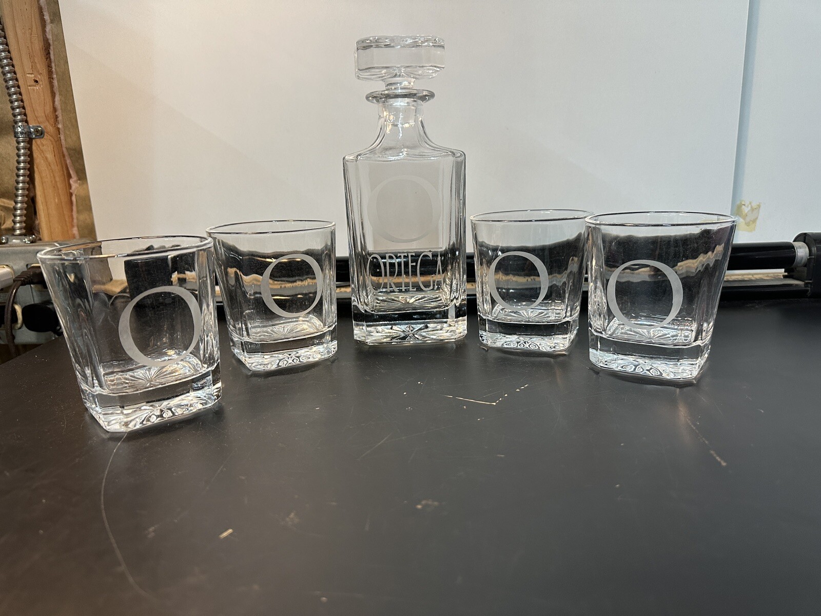 ORTEGA Whiskey Decanter Set - Engraved Whiskey Glasses Set - Whisky Glass-image