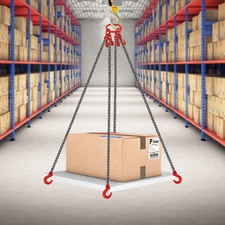 4leg x 8mm x 2.5mts Lifting Chain SWL 5 Ton Chain Sling W/ 8 Hooks & Safety Clip