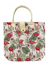 Tapestry Folding Reusable Shopping Bag in Flamingo Bird Design