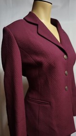 Anne Klein Two Piece Set Skirt Suit Size Petite 8P Laceup Corset Detail Wine