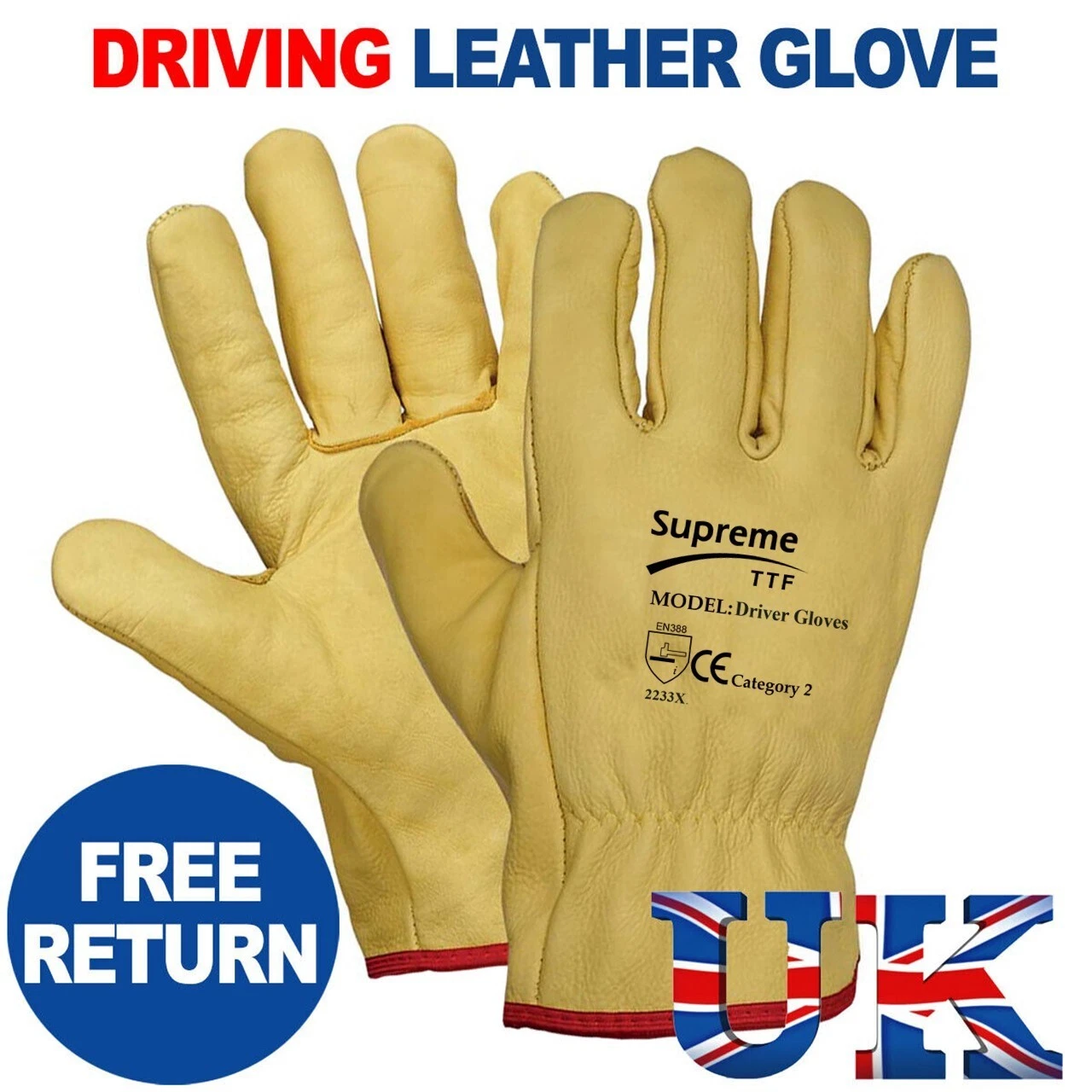 Gants de travail de conducteur en cuir jaune premium doublés de polaire camion gant de conduite
