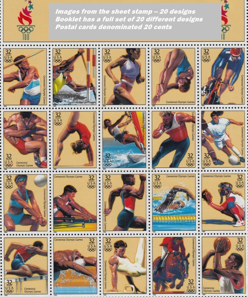 1996 Atlanta Olympic Games Sc UX261a mint 20c booklet of 20 postal cards - Image 2 of 3