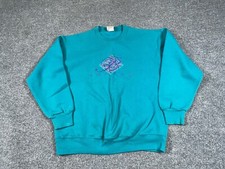 VTG Nutmeg Boston Embroidered Sweatshirt Adult XL Green Crewneck USA Made