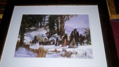 H. Tom Hall Signed Watercolor 'Wagon Train'