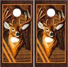 Deer Buck Hunter Wood LAMINATED Cornhole Wrap Bag Toss Skin Decal Sticker