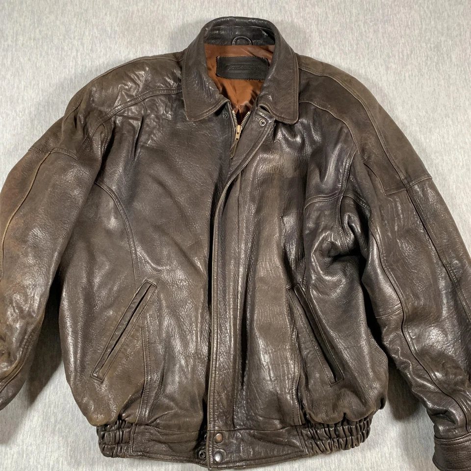 Chaqueta Croft & Barrow Para Hombres 2XL Cuero Marrón Bombardero Bolsillos con Cremallera Dobladillo Elástico Foto 2 de 4