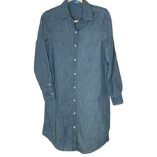 McLaughlin Womens Chambray Shirt Dress Long Sleeve Button Down Pockets XS