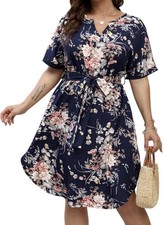 Women  s Plus Size Floral Midi Dress
