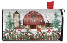 Briarwood Lane Barn in Snow Mailbox Cover