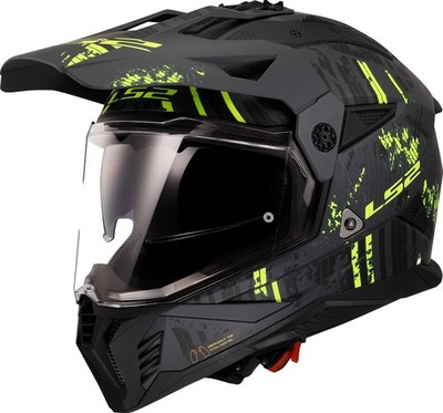 LS2 Blaze II Crazy Adventure Motorcycle Helmet w/SunShield Black/Yellow