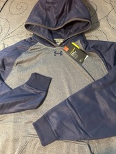UNDER ARMOUR STORM 1 COLDGEAR GRAY  DARK BLUE HOODIE SIZE L MEN NWT   