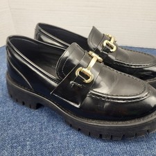 Steve Madden Lando Black Lug Sole Horsebit Loafers Womens 8M Platform
