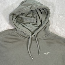 Hollister Hoodie Mens Small Embroidered Logo Olive Green Unisex Lightweight