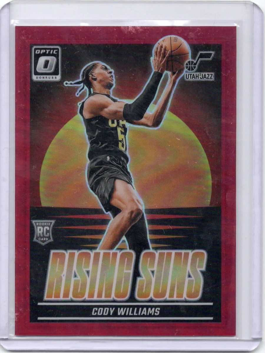 Cody Williams 2024-25 Donruss Optic Rising Suns Red /99 #8 Rookie Utah Jazz SP