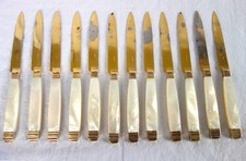 12 couteaux à fromage - nacre, vermeil & acier doré