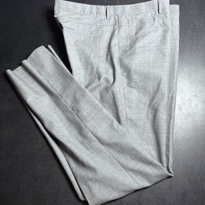 Zanella Trousers Mens 40 Gray Solid 100% Wool Five Pocket Italy Flat Front New