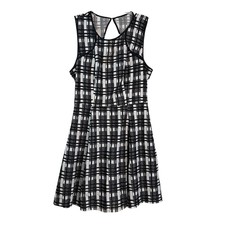 BCBGeneration Black White Plaid Lace Fit & Flare Dress Size 4 Cutout Back Mini