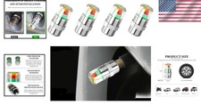4 PCS Tire Pressure Monitor Valve Caps, 3 Color Eye Alert Tire Pressure Monitor