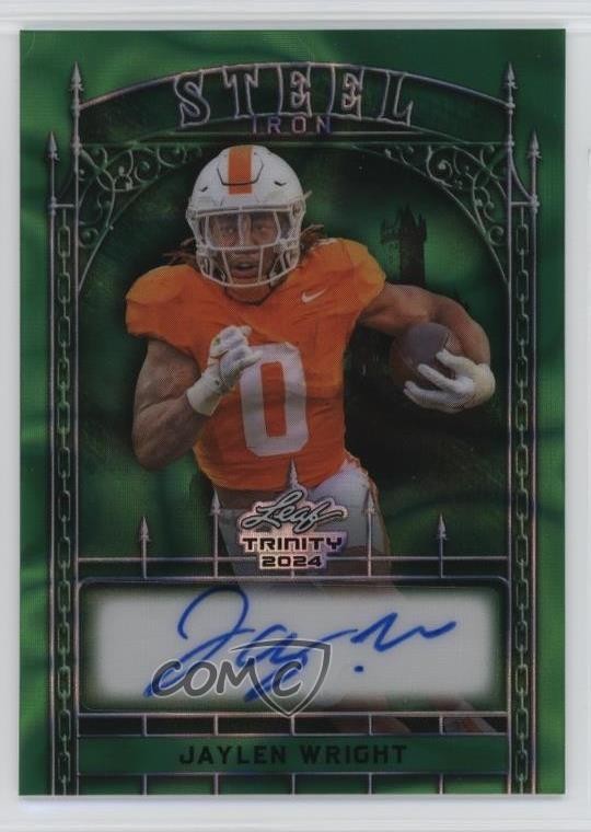 2024 Leaf Trinity Steel Iron Green Lava /4 Jaylen Wright Rookie Auto RC 13u1