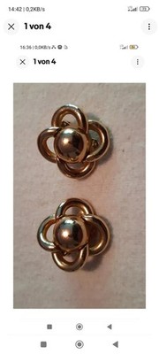 Ohrclips. Christian Dior. Goldfarben. 1970er. Blume. Kleeblatt.