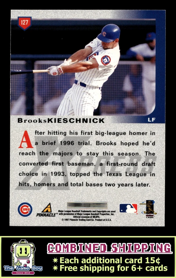 1997 Pinnacle X-Press #127 Brooks Kieschnick Chicago Cubs RC - Image 2 of 2