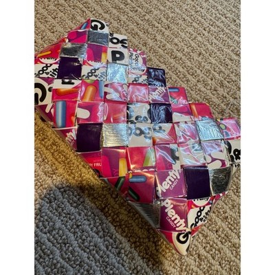 Nahui Ollin Good & Plenty Candy Wrapper Woven Wristlet Clutch Bag Pink Purple