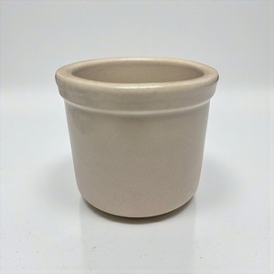 Vintage USA Stoneware Crock Planter Beige Pottery Flower Pot Rustic Farmhouse