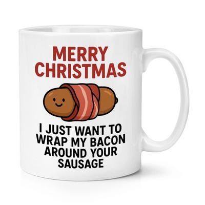 Fröhliche Weihnachten Wrap My Bacon Ihr Wurst 284ml Becher Tasse Pigs IN Decken