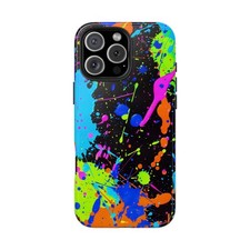 Neon Colorful Splatter Paint, Tough iPhone Case, Glossy Cover