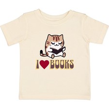 Inktastic I Love Books Reading Cat Baby T-Shirt Literacy Lover Group School Tees